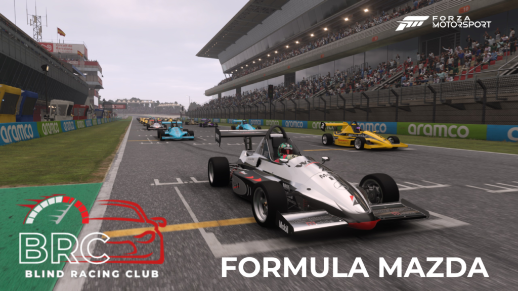 image containing a starting grid of formula mazda's, which are small open wheel racing cars